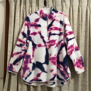 Livi Active Tie Dye Quarter Zip Sherpa Pullover - 18/20